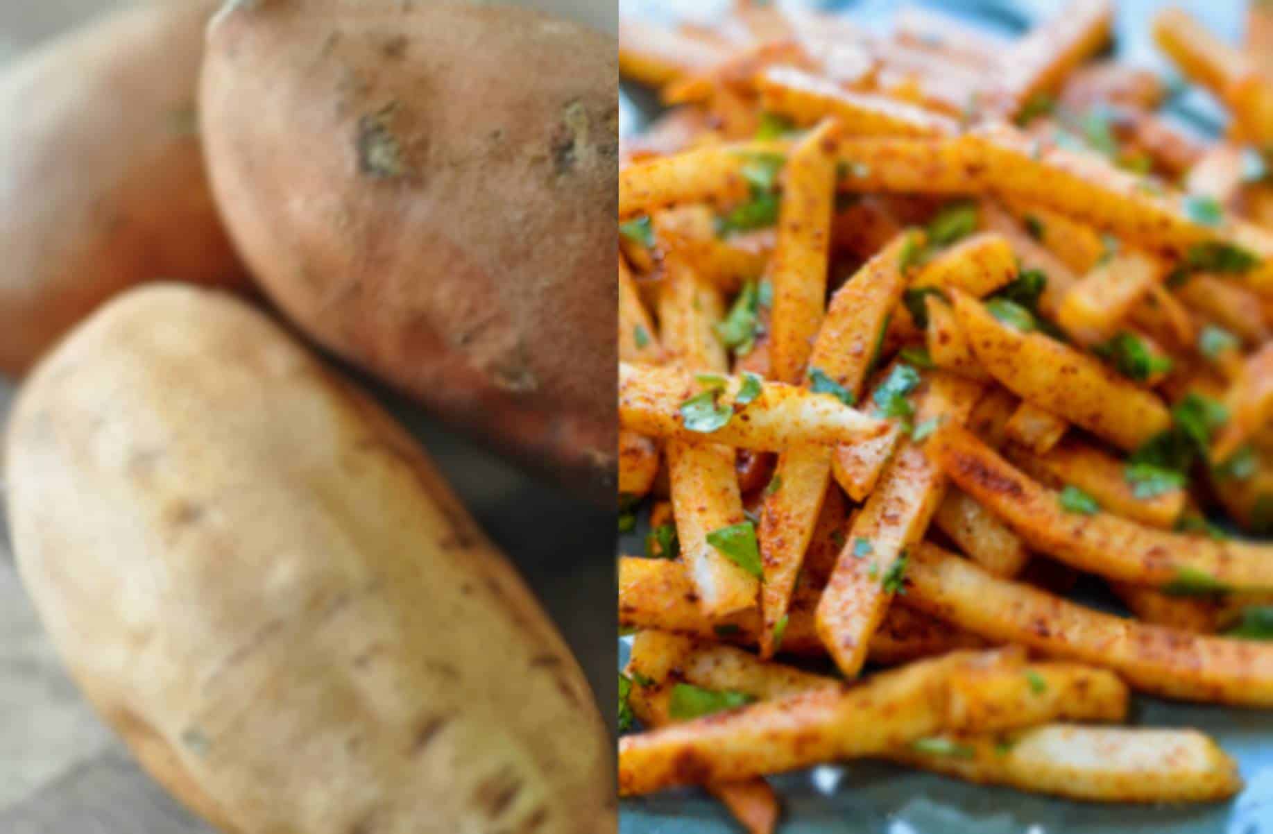 Duas receitas deliciosas de batata doce frita com ou sem óleo no forno ou no fogão